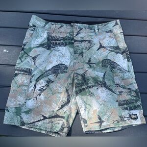 SOLD! NWOT Pelagic Fish Print Board Shorts 36